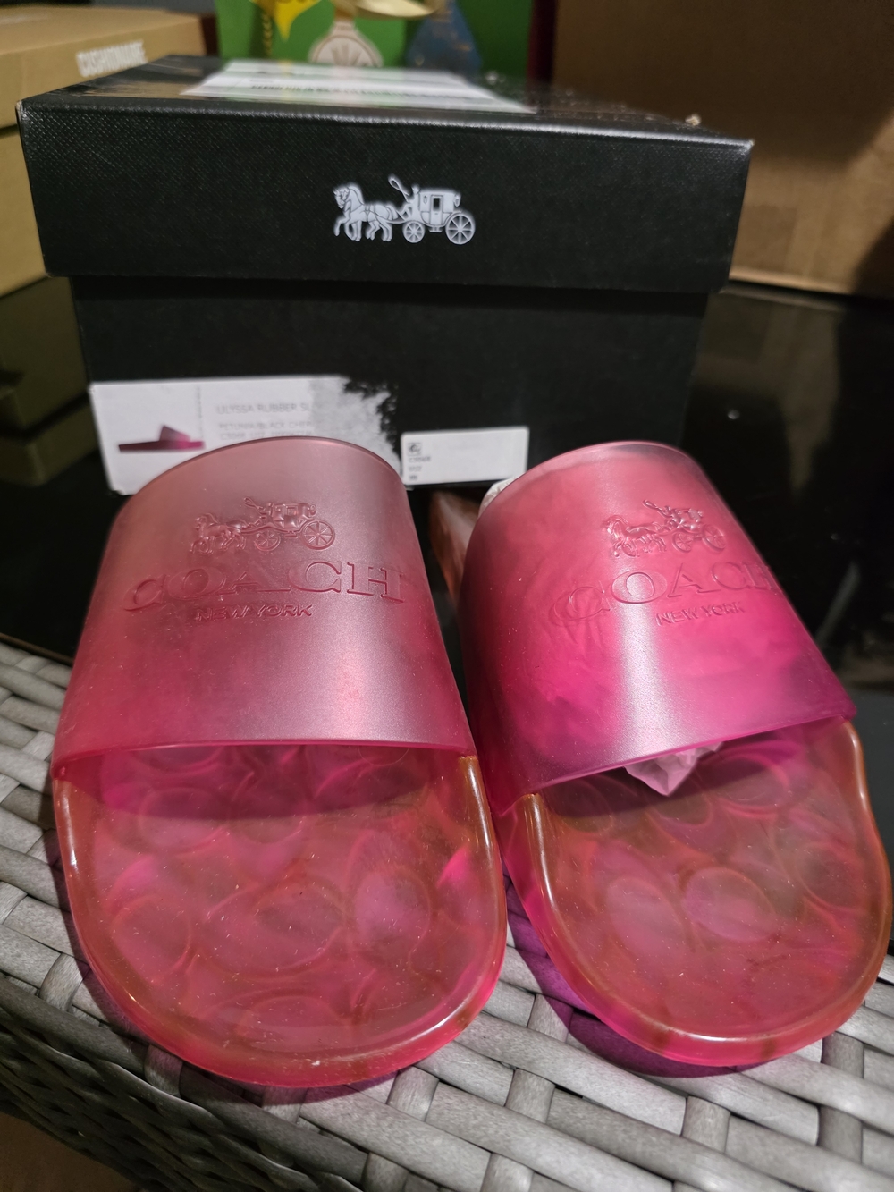 COACH Pink Translucent Slide Sandals